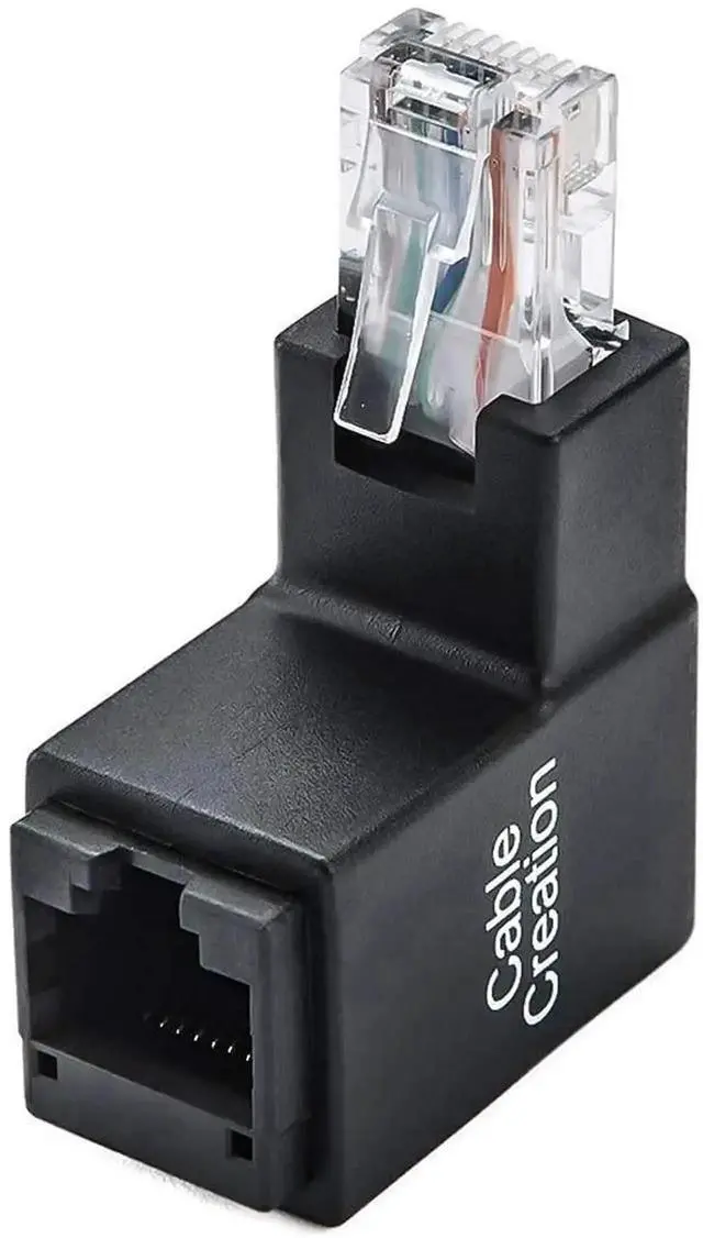 Alt view image 4 of 6 - 2 Pack 90 Degree RJ45 Ethernet Adapter Male to Female, Cat5e Cat6 Right Angle LAN Cable Extender Connector
