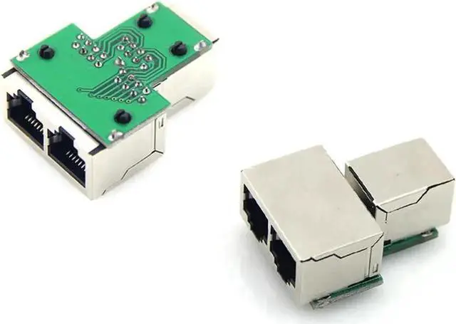 Alt view image 2 of 5 - 1X2 RJ45 Ethernet Splitter, 1 Female to 2 Female 8P8C LAN Port Extender Coupler, Cat5/Cat5e/Cat6/Cat7 Compatible Network Connector Adapter