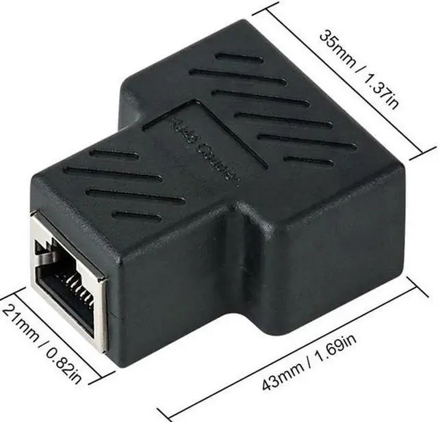 Alt view image 4 of 5 - 1 in 2 Out RJ45 Splitter, Dual Female to Female 8P8C Ethernet Port Extender Coupler, Cat5 Cat5e Cat6 Cat7 Gigabit LAN Cable Splitter Adapter