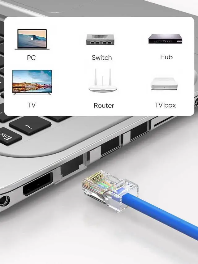 Alt view image 6 of 7 - 10 Pack Transparent Cat6 RJ45 UTP Crimp Connectors, 8P8C Ethernet Cable Plug Ends for Solid & Stranded Network Wires