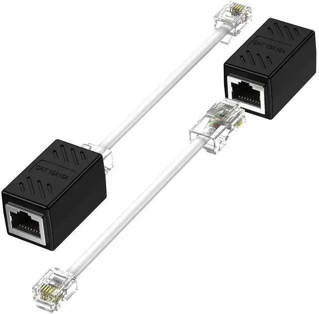 Alt view image 7 of 7 - 2 Pack RJ45 Female to RJ11 Male Adapter, 8P8C to 6P4C Phone Jack Converter for Landline Telephone Service