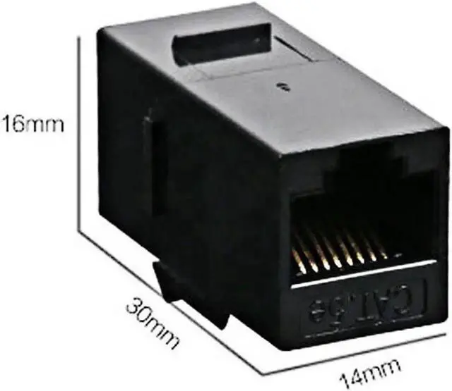 Alt view image 3 of 6 - 5 Pack Black Cat5e UTP RJ45 Keystone Coupler, Female to Female Snap-In 8P8C Ethernet Jack Insert for Wall Plates & Patch Panels