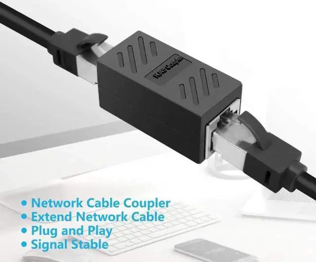 Alt view image 2 of 3 - 10 Pack Black Inline RJ45 Female to Female Ethernet Coupler, Cat7/Cat6/Cat5e Universal 8P8C LAN Cable Extension Connector Adapter