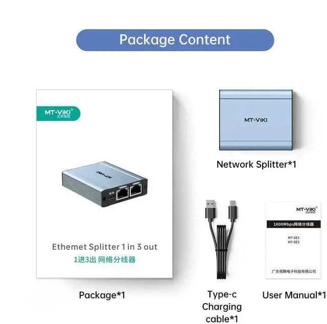 Alt view image 3 of 6 - MT-VIKI 1 to 3 Gigabit Ethernet Splitter, 1000Mbps Dual RJ45 LAN Splitter Adapter, Supports Cat5/Cat5e/Cat6/Cat7/Cat8 Cables, Connect 3 Devices At Once