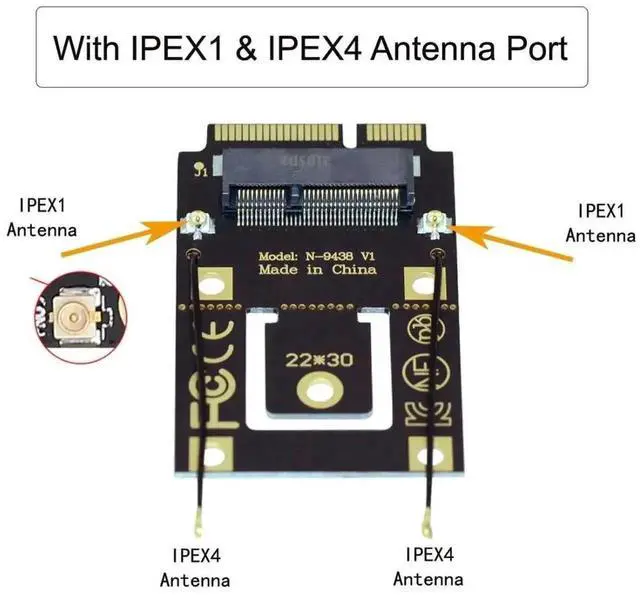 Alt view image 5 of 7 - M.2 NGFF Key-A to Mini PCI-E WiFi Converter Adapter, M2 to Mini PCIe Riser Card Compatible with Intel 7260/8265/9260 WiFi6 WiFi7 AC Bluetooth Wireless Cards