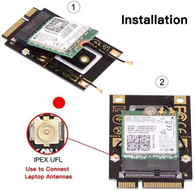 Alt view image 7 of 7 - M.2 NGFF Key-A to Mini PCI-E WiFi Converter Adapter, M2 to Mini PCIe Riser Card Compatible with Intel 7260/8265/9260 WiFi6 WiFi7 AC Bluetooth Wireless Cards