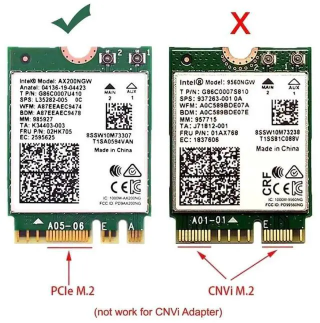 Alt view image 4 of 7 - M.2 NGFF Key-A to Mini PCI-E WiFi Converter Adapter, M2 to Mini PCIe Riser Card Compatible with Intel 7260/8265/9260 WiFi6 WiFi7 AC Bluetooth Wireless Cards