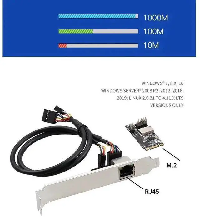 Alt view image 4 of 4 - M.2 B/M Key to RJ45 Gigabit Ethernet Adapter Card, 10/100/1000Mbps PCIe Network Card with Realtek RTL8111H Chip for Laptops