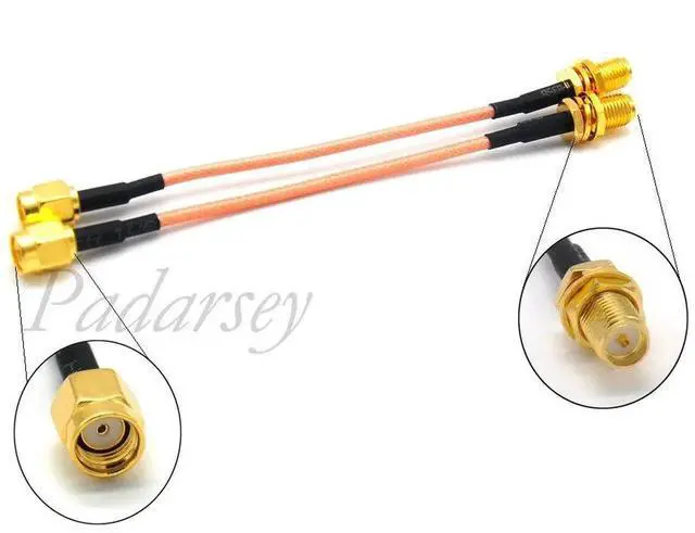 Alt view image 2 of 2 - 2 Pack 90mm RP-SMA Male to RP-SMA Female Antenna Extension Cable, FPV Drone Antenna Adapter Cord