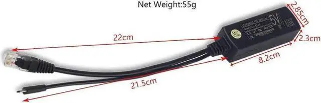 Alt view image 6 of 6 - IEEE 802.3af PoE Splitter, 48V to 5V 2.4A Micro USB Active Power Over Ethernet Splitter Compatible with Raspberry Pi 2/3B+, Dropcam & Tablets
