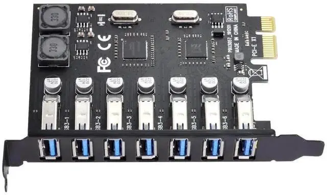 Main image of 7 Ports PCIe to USB 3.0 Expansion Card, PCI Express x1 USB3.0 Hub Adapter with 5Gbps SuperSpeed for Desktop Motherboard