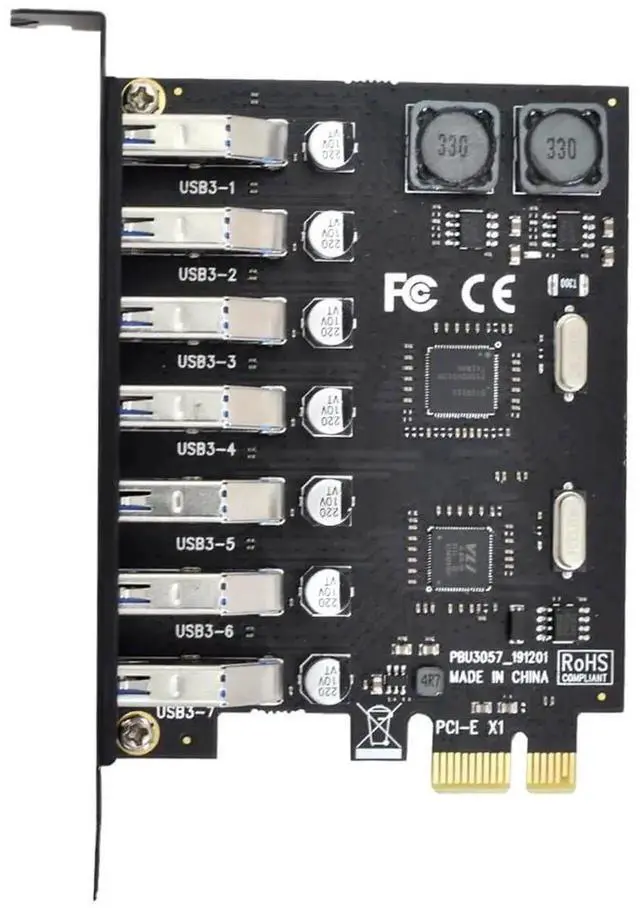Alt view image 7 of 7 - 7 Ports PCIe to USB 3.0 Expansion Card, PCI Express x1 USB3.0 Hub Adapter with 5Gbps SuperSpeed for Desktop Motherboard