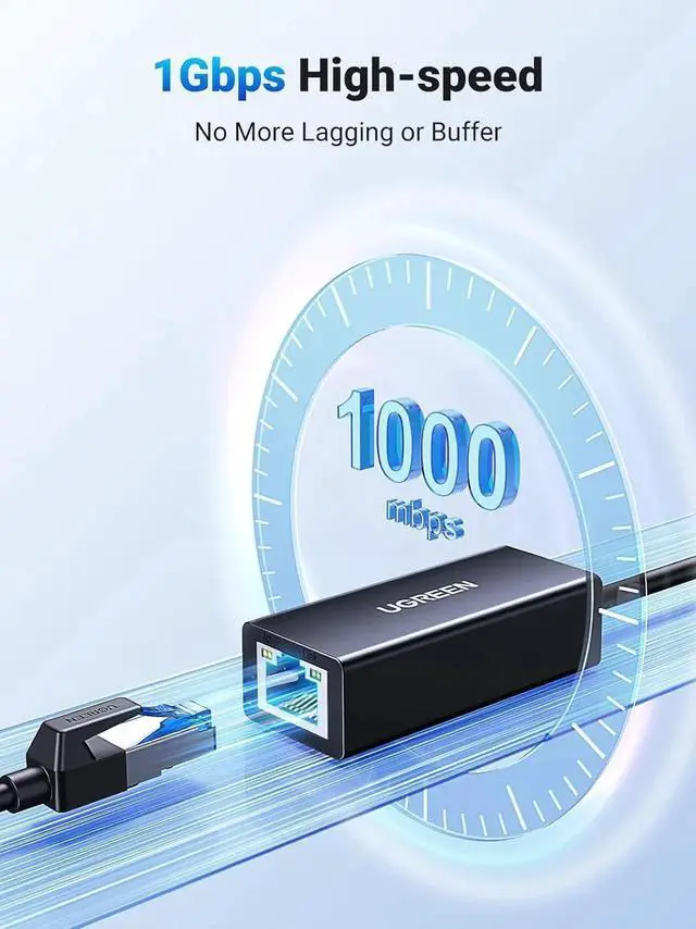Alt view image 7 of 7 - UGREEN USB 3.0 to Gigabit Ethernet Adapter, 1000Mbps Plug & Play RJ45 LAN Network Dongle, Driver-Free, Compatible with Nintendo Switch, Laptop, PC, MacBook, Windows, macOS, Linux