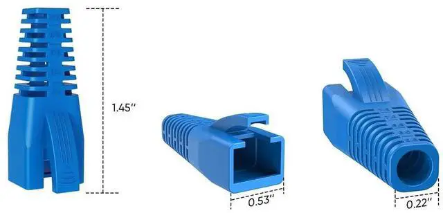 Alt view image 6 of 7 - 50 Pack Blue RJ45 Strain Relief Boots, Cable Connector Covers Fit CAT5/CAT5E/CAT6/CAT6A LAN Cables, Flexible Protective Sleeves for Multiple Wire Diameters