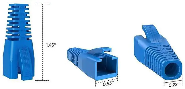 Alt view image 5 of 6 - 100 Pack Blue RJ45 Strain Relief Boots, LAN Cable Plug Protective Sleeves Fit CAT5/CAT5E/CAT6/CAT6A, Flexible Cable Covers for Multiple Wire Diameters