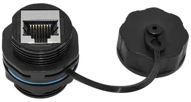 Alt view image 5 of 7 - 2 Pack Waterproof Panel Mount RJ45 Coupler, Shielded Pure Copper Female to Female Ethernet Connector with Dust Cap, Outdoor LAN Adapter Compatible with Cat5/Cat6/Cat6A/Cat7 Network Cables