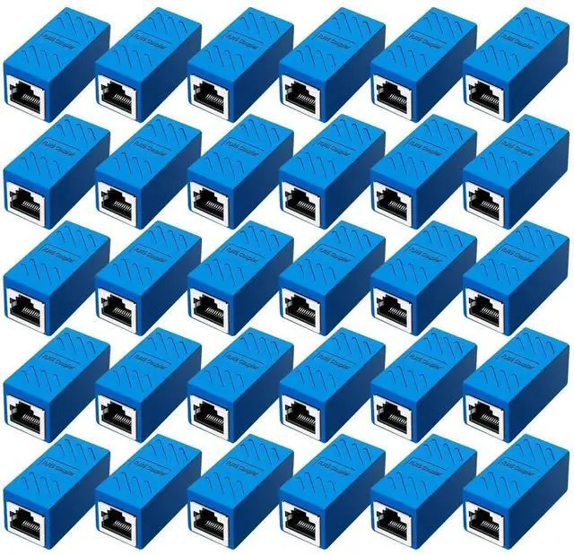 Main image of 30 Pack Blue RJ45 Female to Female Inline Ethernet Coupler, Network Cable Extender Connector Compatible with Cat5/Cat5e/Cat6/Cat7/Cat8 Ethernet Wires