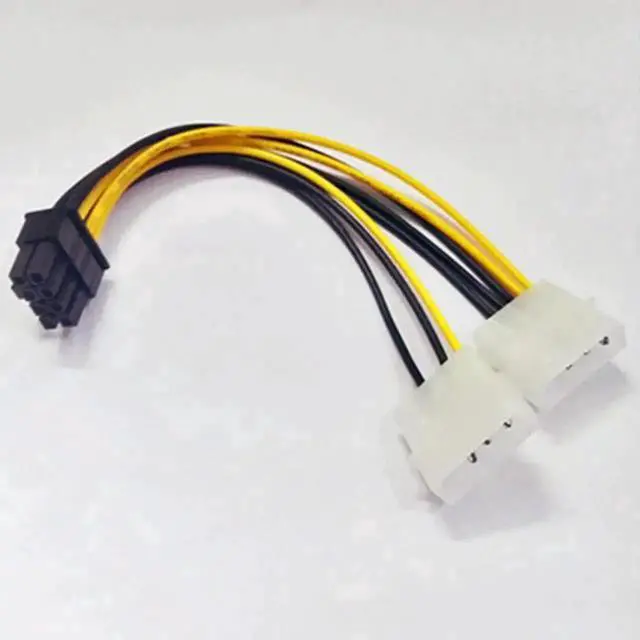 Alt view image 4 of 6 - 6 Inch Dual 4Pin Molex to 8Pin PCIe Power Adapter Cable, 2x LP4 Molex to PCI Express 8Pin GPU Converter Cord for ATX PSU Graphics Card