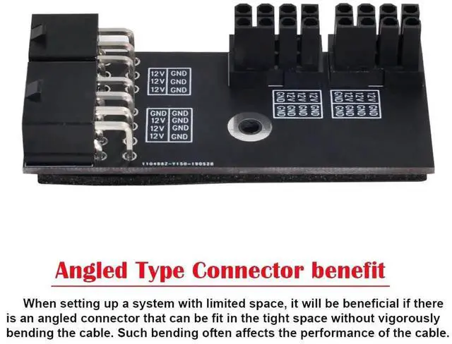 Alt view image 5 of 7 - 180 Degree Angled Dual ATX 8Pin Female to 6+8Pin Male GPU Power Adapter, Reverse Bend Power Connector for NVIDIA RTX 3080 3090 Graphics Cards