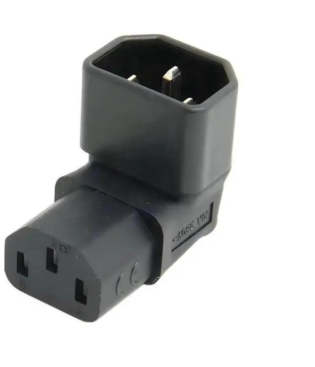 Main image of 90-Degree Down Angled IEC C14 Male to C13 Female Power Adapter, 10A 250V IEC320 Turning Connector for PC, Monitor, PDU, Printer