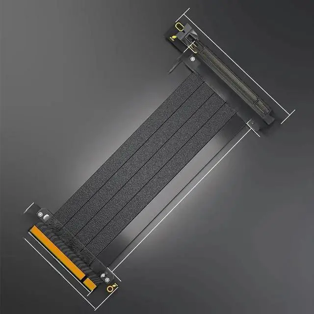 Main image of 30cm PCIe 4.0 X16 90 Degree GPU Riser Cable, 64Gbps Shielded High-Speed Flexible PCI Express 16X Extension Cord, Black
