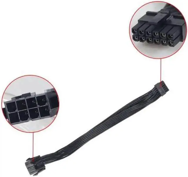 Alt view image 2 of 6 - Dual PCIe 6/8 Pin Female to Mini 12 Pin Male GPU Power Cable, Double CPU Connector Adapter Cord Compatible with NVIDIA RTX 3080 RTX 3090 RTX 30 Series Graphics Card
