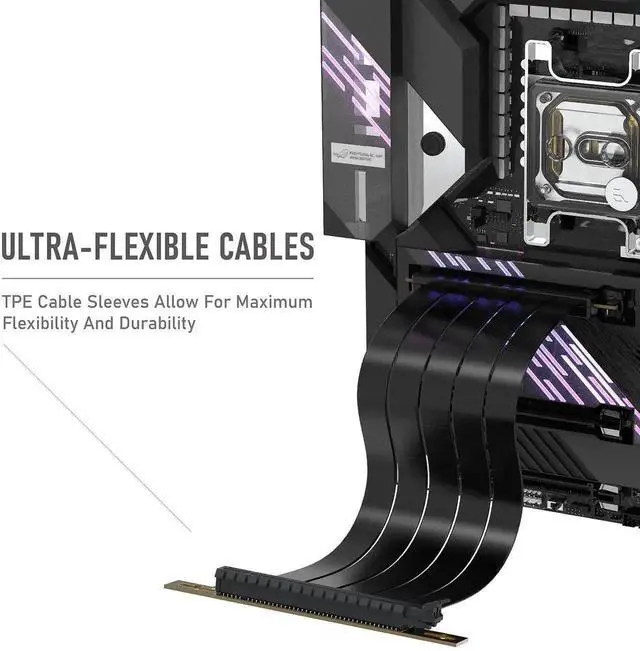 Alt view image 6 of 7 - 30cm (11.8in) Right Angle PCIe Gen4 x16 GPU Riser Cable, High Speed Flexible PCI Express 4.0 Graphics Card Extension Cord