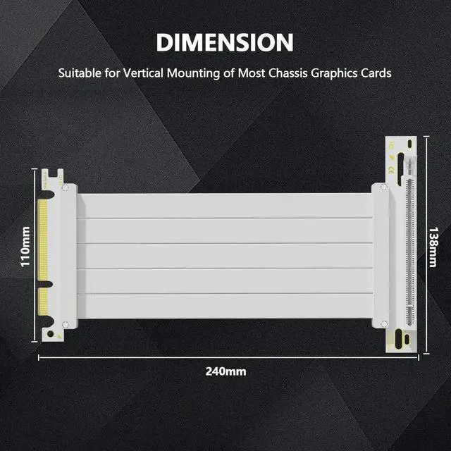 Alt view image 4 of 7 - 200mm 90-Degree PCIe 4.0 x16 GPU Riser Cable, EMI Shielded Flexible PCI Express 4.0 Extender with 30AWG Wires & TPE Sleeves, Backward Compatible PCIe 3.0/2.0