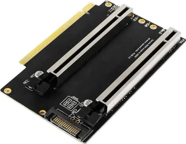Main image of PCIe 4.0 x16 to x8x8 Bifurcation Split Expansion Card, Gen4 1-to-2 PCI-E Splitter with 20mm Slot Spacing, Equipped with Premium CPU 4Pin Aux Power Cable for Dual GPU, Capture & Network Cards