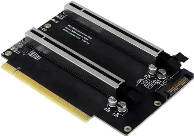 Alt view image 3 of 5 - PCIe 4.0 x16 to x8x8 Bifurcation Split Expansion Card, Gen4 1-to-2 PCI-E Splitter with 20mm Slot Spacing, Equipped with Premium CPU 4Pin Aux Power Cable for Dual GPU, Capture & Network Cards