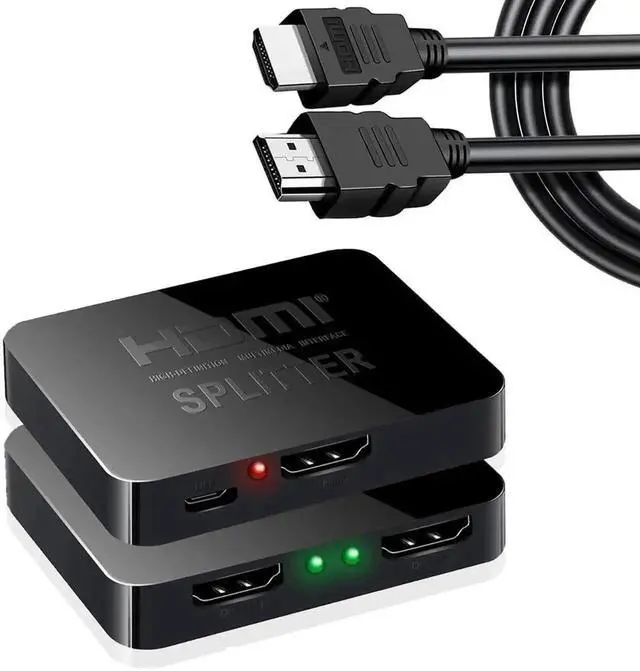 Main image of 1 in 2 Out HDMI Splitter with 5FT HDMI Cable, 4K UHD 1x2 HDMI Duplicator, Mirror Only Splitter Copy Single Source to Two Displays Simultaneously