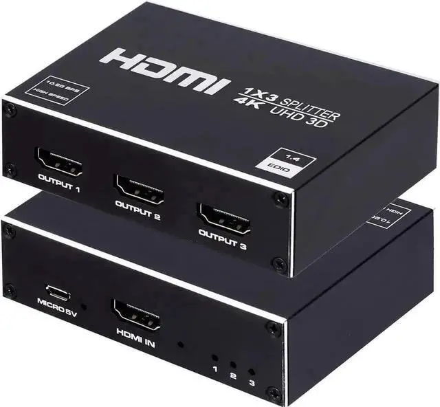 Main image of 1 in 3 Out HDMI Splitter, 1x3 HDMI Audio Video Distributor Box Support 4K 3D, Compatible with HDTV STB DVD PS3 Projector