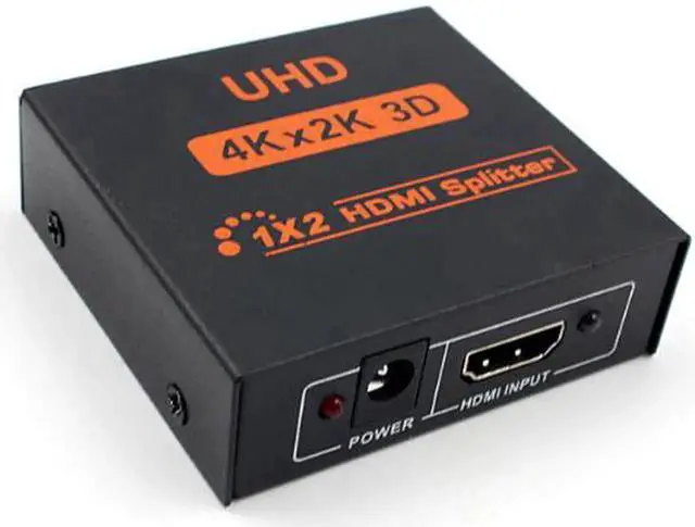 Main image of 1 in 2 Out HDMI Splitter, Male to Dual Female HDMI Adapter Support 4K Ultra HD 3D, Duplicate Single Source to Two HDTV Displays