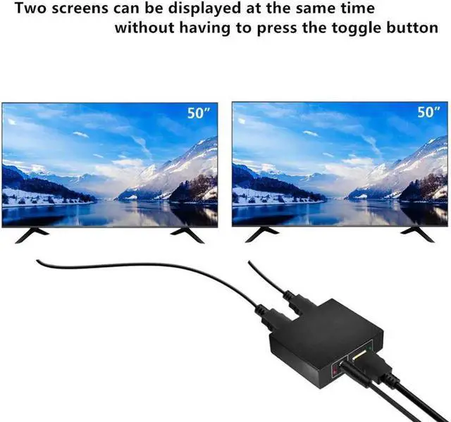 Alt view image 3 of 5 - 1 in 2 Out HDMI Splitter, Male to Dual Female HDMI Adapter Support 4K Ultra HD 3D, Duplicate Single Source to Two HDTV Displays