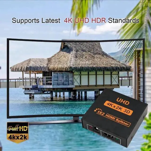 Alt view image 5 of 7 - 2 Port 1 in 2 Out HDMI 1.4 Splitter Switcher Converter, 1x2 Mirror Distributor Support 4Kx2K@30Hz 1080P 3D Digital Audio, Black
