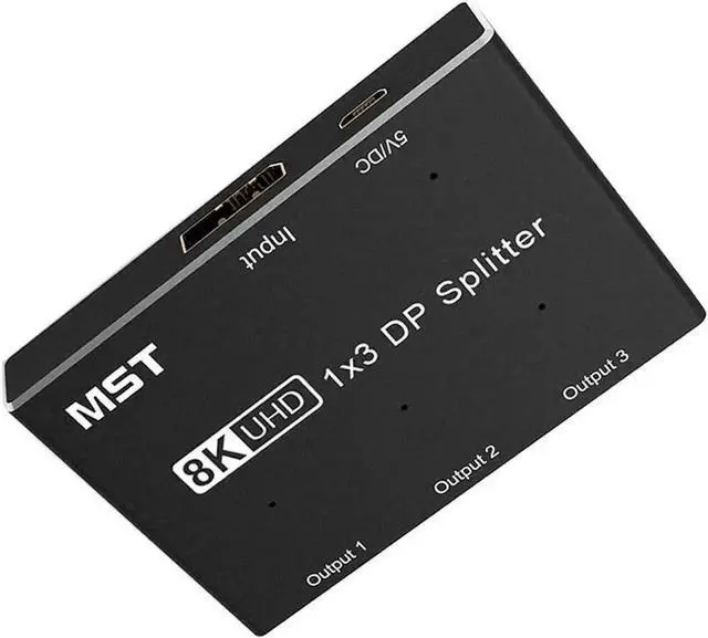 Alt view image 3 of 7 - 1 in 3 Out DP MST SST Splitter Hub 8K@30Hz 4K@120Hz DisplayPort Splitter 1x3 Port Ultra HD Video Converter Adapter for Single Source to 3 HD Monitors