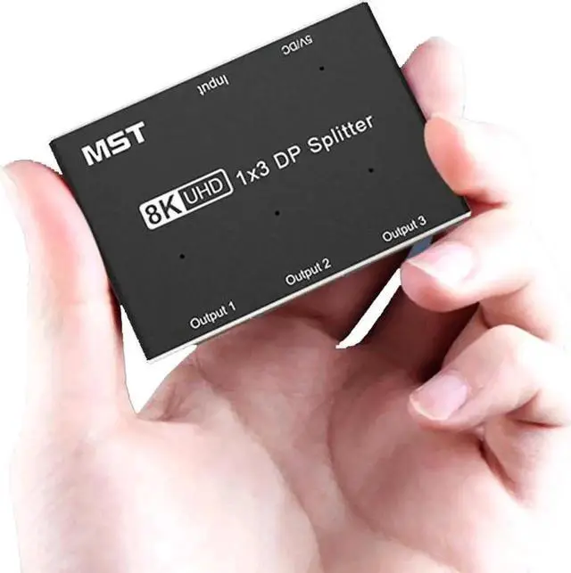 Alt view image 6 of 7 - 1 in 3 Out DP MST SST Splitter Hub 8K@30Hz 4K@120Hz DisplayPort Splitter 1x3 Port Ultra HD Video Converter Adapter for Single Source to 3 HD Monitors