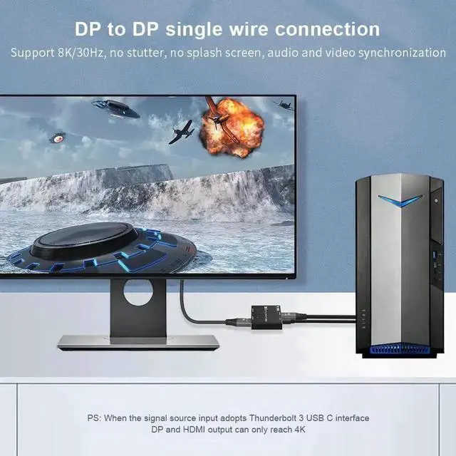 Alt view image 6 of 7 - DP 1.4 MST Hub Splitter 1 Input to DP+HDMI Mixed Output, 4K@120Hz via HDMI Port, MST Multi-Stream Splitter Adapter Only for Windows PC DP MST Graphics Cards Single Display Output