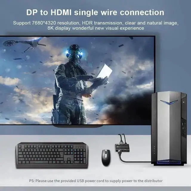 Alt view image 3 of 7 - DP 1.4 MST Hub Splitter 1 Input to DP+HDMI Mixed Output, 4K@120Hz via HDMI Port, MST Multi-Stream Splitter Adapter Only for Windows PC DP MST Graphics Cards Single Display Output