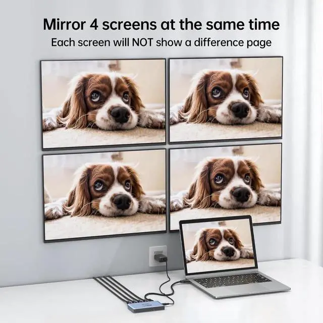 Alt view image 3 of 7 - MT-VIKI 1 In 4 Out HDMI 2.0 Splitter Mirror Duplicator, 1×4 4K@60Hz Distributor 18Gbps RGB 4:4:4 HDR HDCP2.2 Auto EDID, Powered Splitter with Power Adapter Included