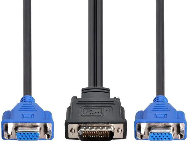 Alt view image 4 of 6 - DMS-59 to Dual VGA Splitter Cable, DMS-59 Pin 1 to 2 HD15 VGA RGB Extension Cord for PC Graphics Card Dual Monitor Setup