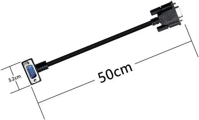 Alt view image 6 of 6 - 0.5M Downward 90 Degree VGA Male to Female Extension Cable, 1080P HD Right Angle VGA Monitor Cord for PC Monitor Projector