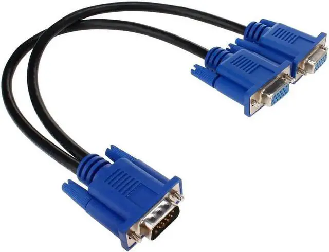 Alt view image 4 of 7 - 1FT VGA 1 Male to 2 Female Y Splitter Cable, HD15 VGA Video Splitter for Screen Duplication Monitor Projector