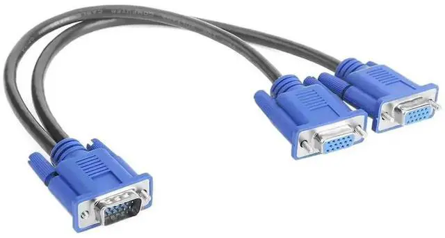 Main image of VGA 1 Male to 2 Female Y Splitter Cable, Single PC to Dual Monitors VGA Video Splitter Cord for Laptop Desktop PC