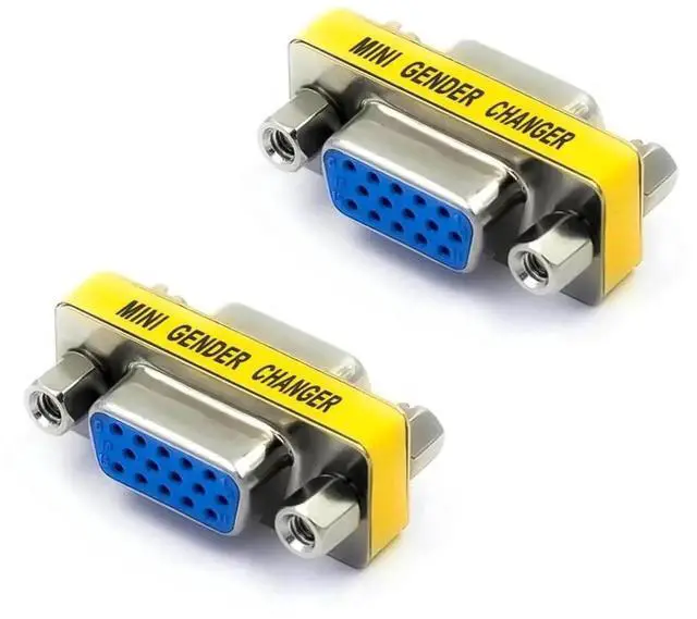 Main image of 2 Pack HD15 VGA Female to Female Gender Changer Coupler, SVGA Mini VGA Cable Extender Connector