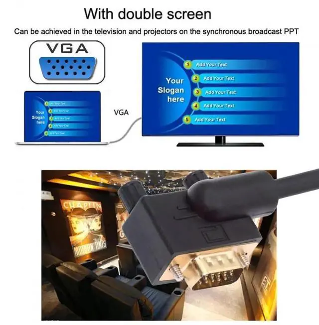 Alt view image 4 of 7 - 3.3FT Right 90 Degree Angled VGA Male to Straight Male Cable, 3COAX+6C RGB Video Cord for Computer Monitor Projector