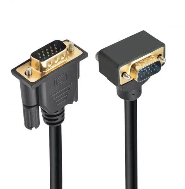 Main image of 1M Up 90 Degree Angled VGA Male to Straight Male Cable, 3COAX+6C RGB Video Wire for Computer Monitor Projector