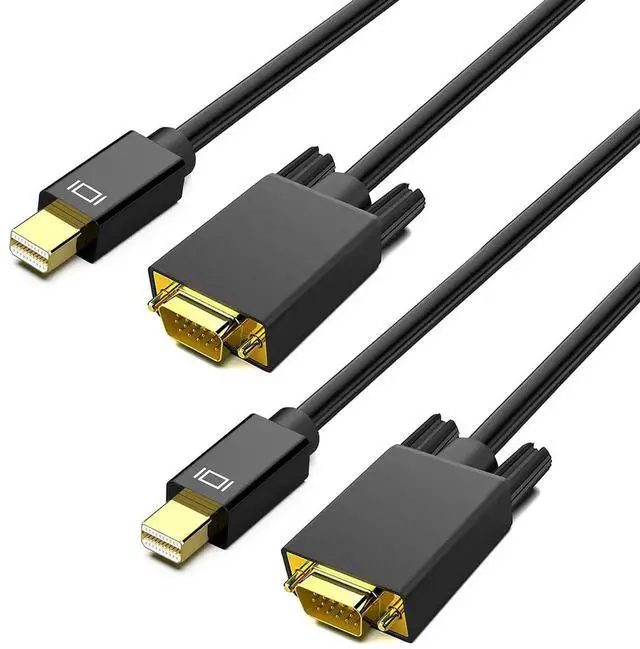 Main image of 2 Pack 6FT Mini DP to VGA Cable, Thunderbolt 2 Compatible Mini DisplayPort Male to VGA Female Cord for MacBook Surface iMac Monitor Projector