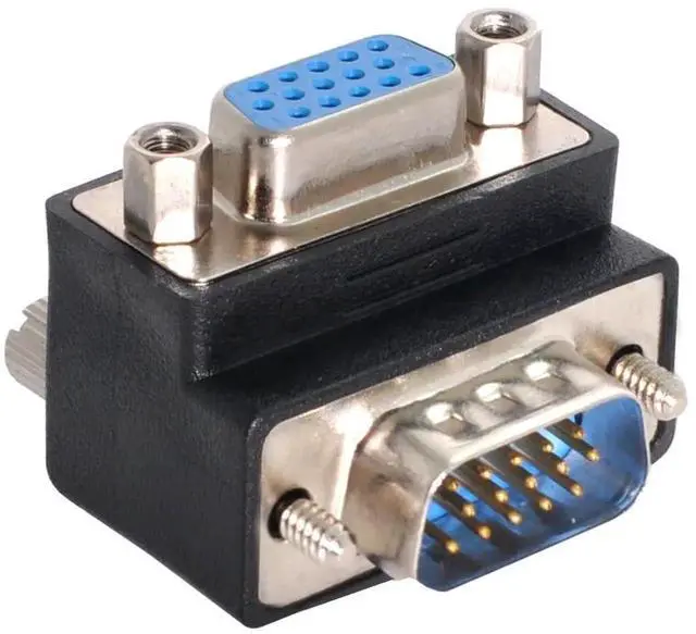 Alt view image 4 of 5 - 90 Degree Down Angled VGA SVGA Male to Female Extension Adapter for Monitor Projector PC Laptop