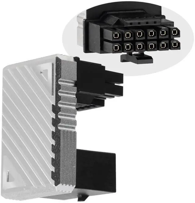 Main image of Silver Z-Type 12VHPWR 12+4Pin 180 Degree U-Turn Adapter, PCIe 5.0 16Pin GPU Angled Power Connector for RTX 40 Series Graphics Cards